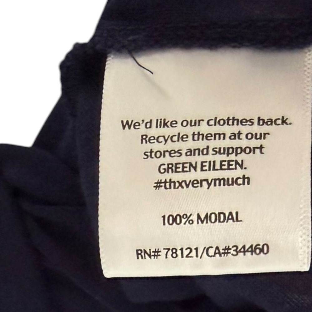 Eileen Fisher Irish Linen Dress Size M Navy Stitched Handkerchief Hem V Neck - Picture 13 of 13